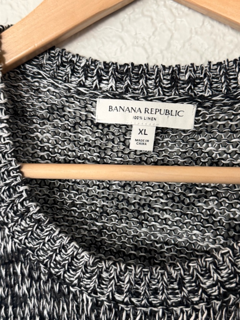 Banana Republic Black & White Marled Linen sweater Knit Tank Size XL - Picture 2 of 4